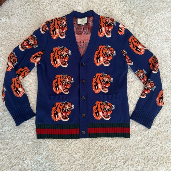 Gucci Wool Bengal Tiger Cardigan - Blue - XL - Picture 2 of 8